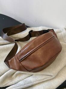 時尚輕量化極簡實色斜挎包,適用於女性各種場合 - 棕色 - 查看 10