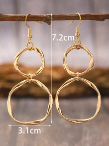 1 Paire De Boucles D'oreilles Pendantes À Boucle D'infini Tordue Créative Avec Pendentif À Anneau Long, Convient Pour Le Port Quotidien Des Femmes