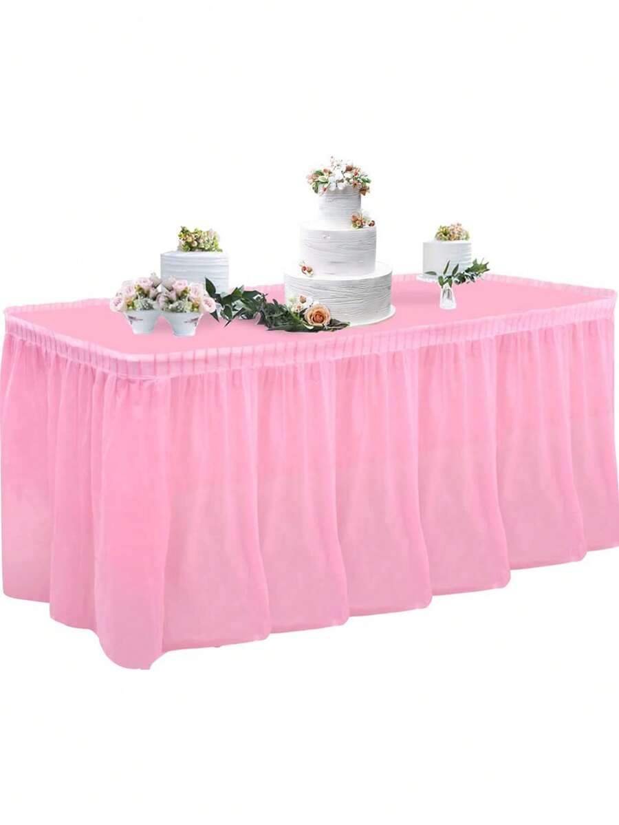 2 Cái/Bộ Dùng một lần PEVA Không thấm nước Và Chống thấm dầu Váy bàn Bộ , Hình hộp chữ nhật Chống thấm dầu PE Nhựa Khăn trải bàn , Ruffle Đồ trang trí Buổi tiệc Khăn trải bàn dùng một lần , Buổi tiệc Lễ cưới Sa mạc Bàn Tiệc sinh nhật Đồ trang trí Quân nhu , Thích hợp Đối với Hình hộp chữ nhật Ăn uống Bàn , Lễ cưới , Bữa tối , Tiệc sinh nhật , Tắm em bé Đồ trang trí - Hồng - Xem 1