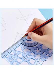 1套7入組法式曲線圓形和螺旋模板,用於繪圖和學校項目 - 藍色 - 查看 6