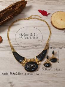 1 Set Of Metallic Vintage Style Drip Paint Jewelry Set, Consisting Of Necklace And Earrings, Perfect For Women To Wear Daily And As A Gift On Festivals, Minimalist Style - Colorful - View 4