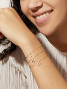 CVNANA 1pc Cross & Beads Decor Simple Mary Maugdalene Bracelet With Adjustable String, European And American Style - Silver - View 4