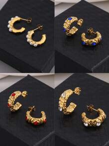 Pc-K9046 简约酷炫锁形项链，女士适用，采用316L不锈钢、18K金和K9圆形钻石制成。非常适合生日礼物、商务礼品、派对出席者等。 - 7#18K金K9料白色鑽項鍊 - 查看 5