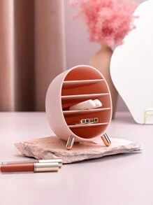 Caja Organizadora De Maquillaje Con Compartimentos Divididos Para Almacenamiento De Escritorio De Delineadores De Ojos, Lápices De Cejas, Barras De Labios, Brillos De Labios, Productos Para El Cuidado De La Piel, Caja De Almacenamiento De Cosméticos Para Tocador - Rosa - Ver 1