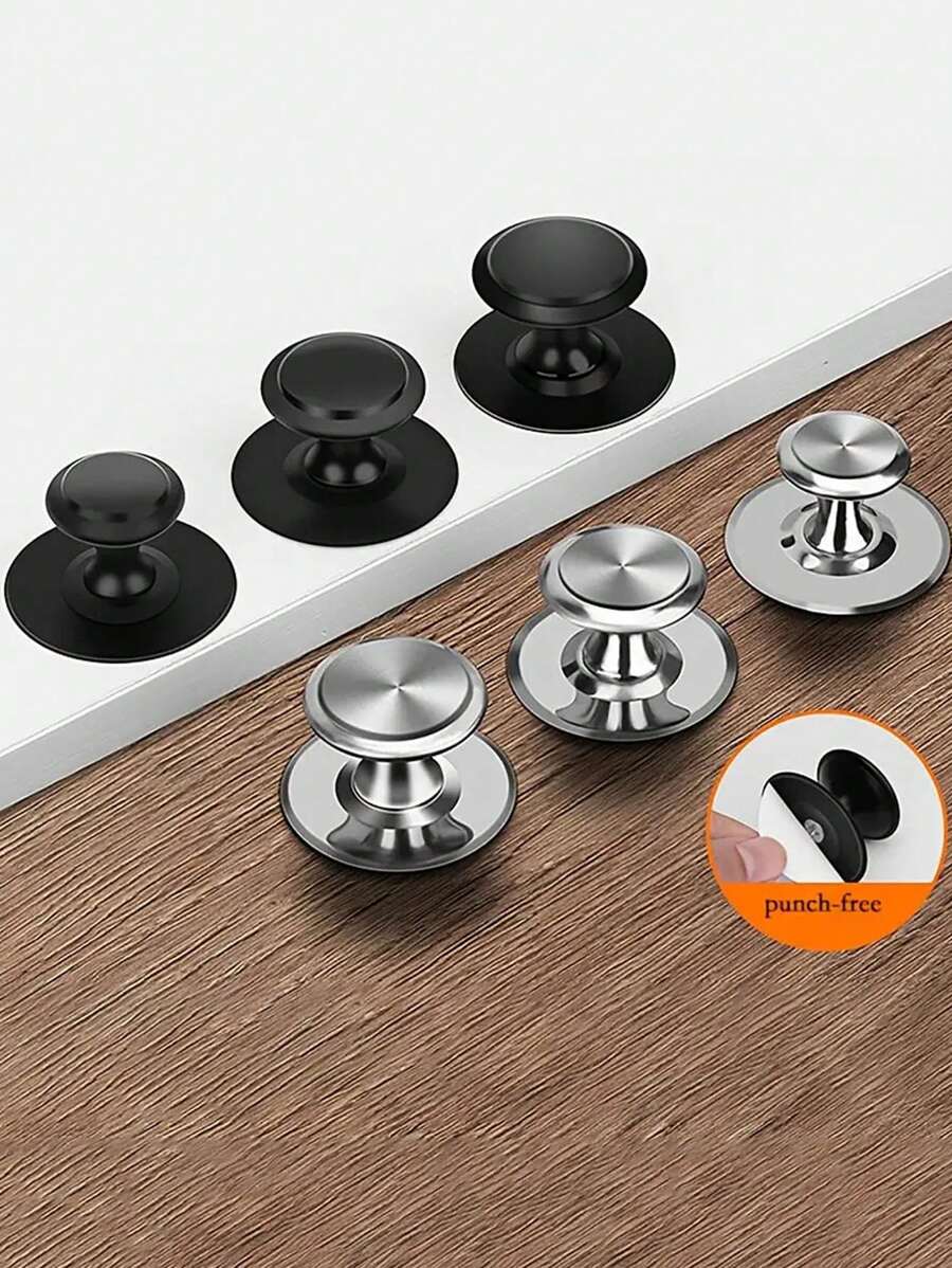 1個自粘櫥櫃抽屜手柄,現代簡約柜子、衣櫃、推拉玻璃門等專用手柄,不用打孔 - 黑色 - 查看 1