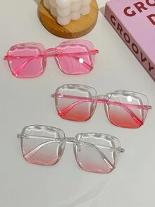 方形无框电脑镜架时尚眼镜，男女通用。适合日常佩戴、摄影、户外聚会 - 彩色 - 查看 18