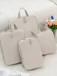 6入組旅行收納袋,可壓縮收納衛生用品/化妝品/電子產品/衣物/鞋子/行李整理袋 - 黑色-六件套 - 查看 7