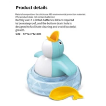 互動企鵝洗澡玩具,水上遊戲,男女孩女孩的洗澡時間好伙伴,嬰兒沐浴玩具 - 藍色 - 查看 3