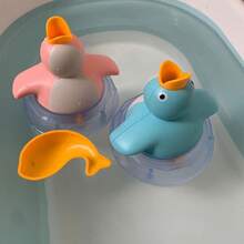 互動企鵝洗澡玩具,水上遊戲,男女孩女孩的洗澡時間好伙伴,嬰兒沐浴玩具 - 藍色 - 查看 2