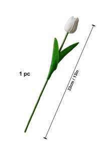 3 件装人造郁金香花 13 英寸真实触感郁金香丝绸假花插花花束新年春季家居厨房房间办公室装饰婚礼装饰餐桌摆件复活节 - 白色 - 查看 2