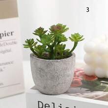 1pc Artificial Mini Potted Succulent Plant Desktop Decor - Succulent 3 - View 1