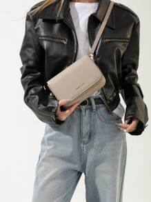 Simple And Stylish Solid Color PU Mini Square Bag Lightweight Women's Shoulder Bag Crossbody Bag All Casual Fashion Bags - Khaki - View 4