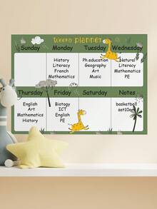 1入組小清新卡通圖案可擦式學生週刊計劃白板貼紙,自粘家用筆記牆紙,15.75x11.6英寸 - 彩色 - 查看 2