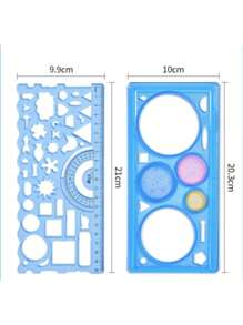 1套7入組法式曲線圓形和螺旋模板,用於繪圖和學校項目 - 藍色 - 查看 2