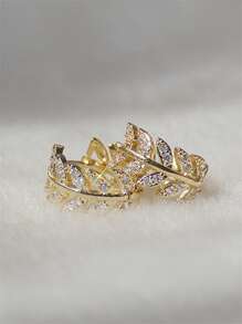 1 Pair Children Elegant Leaf Cubic Zirconia Hoop Earrings For Girls Gifts For Daily Decoration For Party Jewelry Birthday Gift