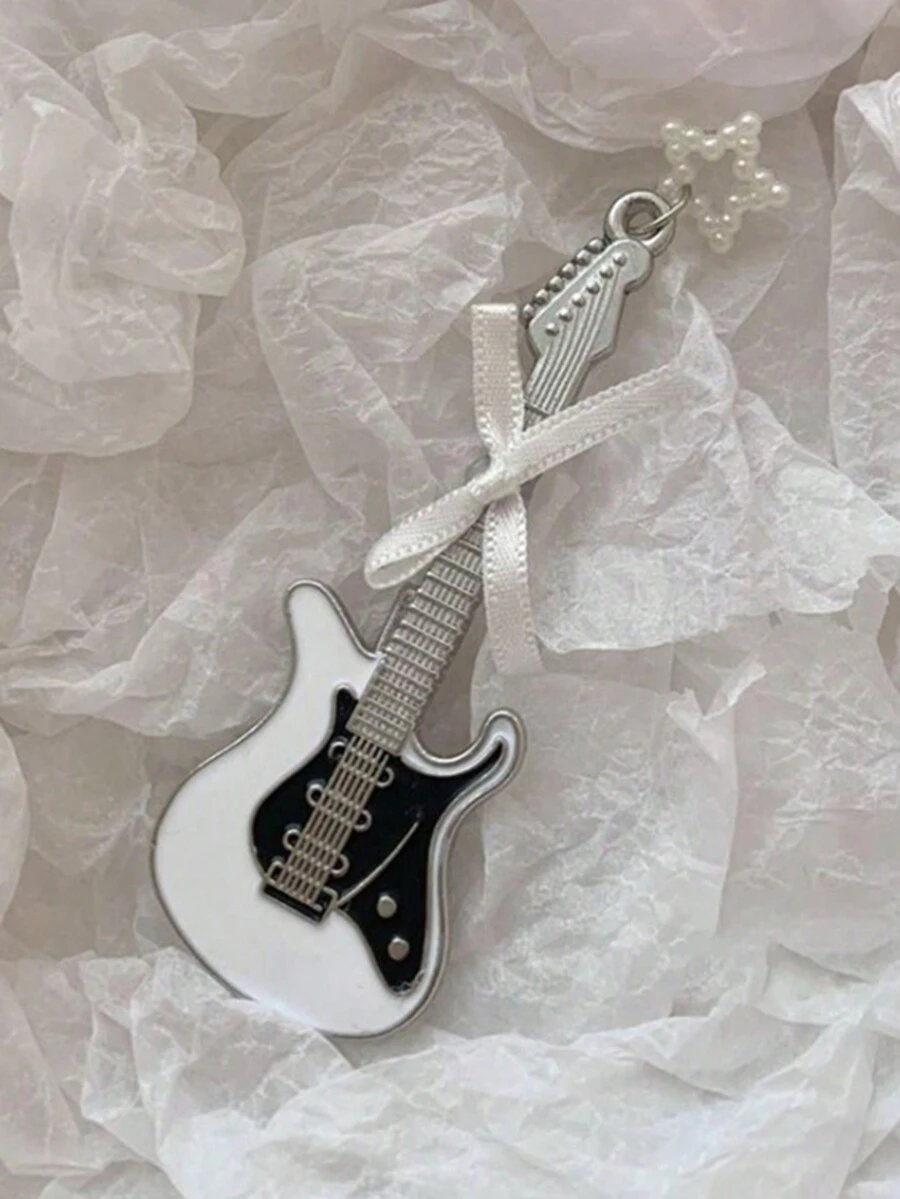 1 件甜美酷炫 2000 年代風格蝴蝶結和星星壓克力髮夾 - 白色 - 查看 1