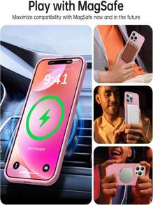 Funda magnética para teléfono en color rosa manzana [compatible con MagSafe y con protección de grado] ultradelgada y protectora, de terminado mate translúcido con protector de lente desmontable