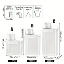 1pc Laundry Detergent Dispenser, Large Capacity Laundry Powder Storage Box With Measuring Cup Lid, For Homebathroom Decor Summer - White - View 3