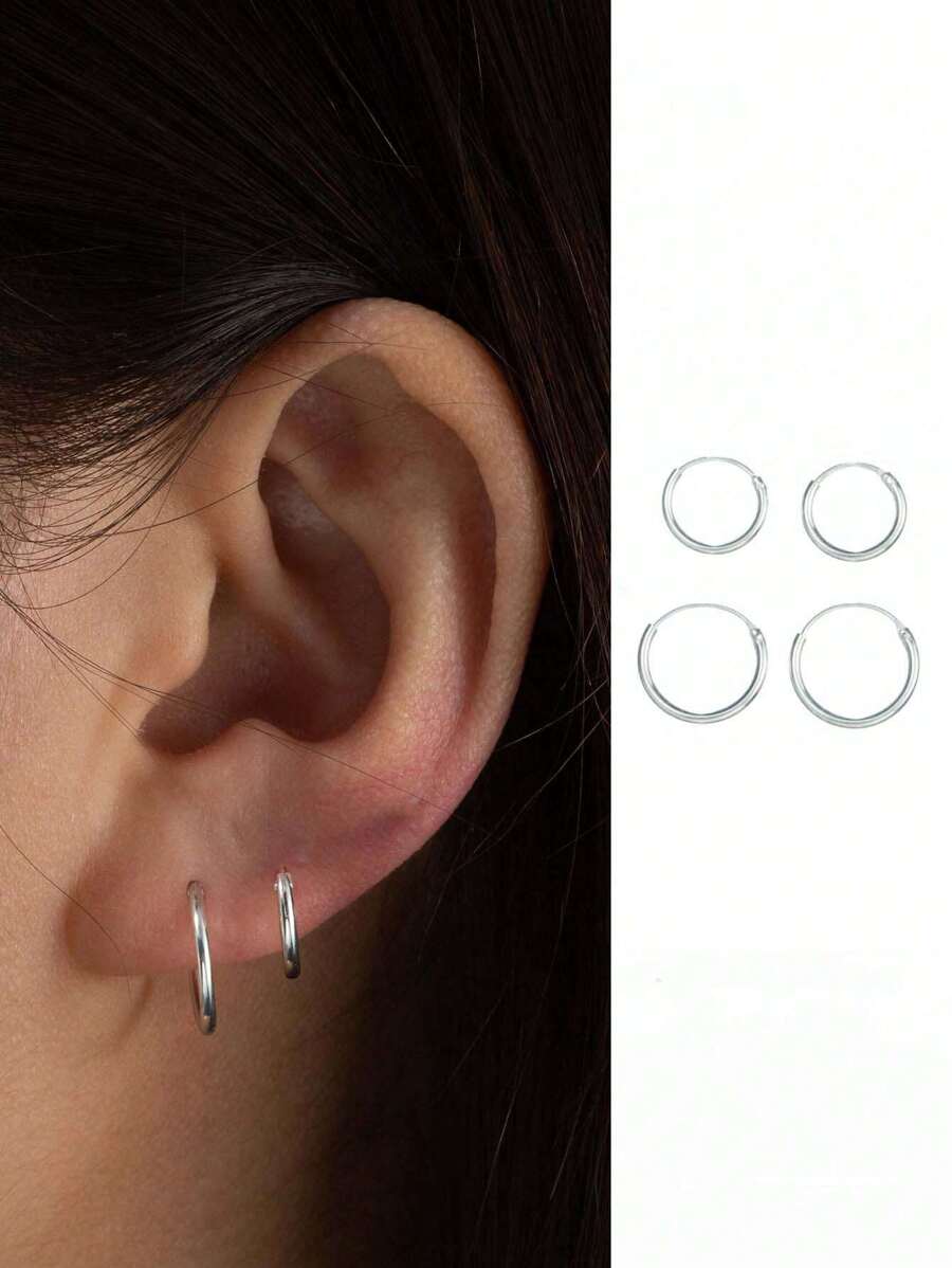 4pcs/set Minimalist Hoop Earrings