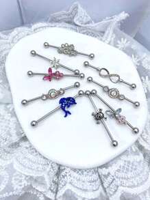 1個精美時尚的不鏽鋼直棒式耳釘,適用於耳軟骨和耳垂穿孔,男女皆宜的日常飾品 - style4 - 查看 3