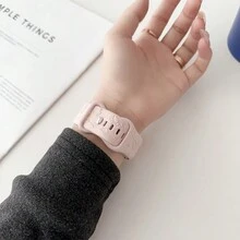 1pc Embossment Butterfly Rose Band Strap Compatible With Apple Smart Watch 38/40/41/42/44/45/49mm Fashion Comfortable And Breathable Bracelet Unisex  Fancy Soft Silicone - Silty Sand Color - View 4