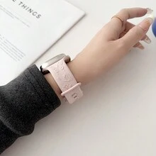 1pc Embossment Butterfly Rose Band Strap Compatible With Apple Smart Watch 38/40/41/42/44/45/49mm Fashion Comfortable And Breathable Bracelet Unisex  Fancy Soft Silicone - Silty Sand Color - View 3