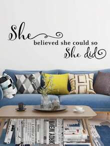 1 件她相信她可以,所以她做了裝飾壁紙,自黏可移動 Pvc 貼紙適合客廳臥室裝飾貼紙 - 黑色 - 查看 1