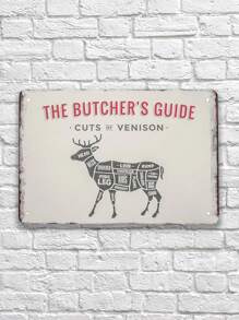 1pc Hunting Cabin Decor - Cuts Of Venison Butcher's Guide Metal Sign - Restaurant Man Cave Bar Pub Wall Art - Multicolor - View 1