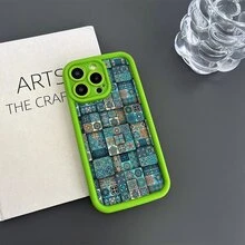 1pc Green Neutral Accurate Camera Hole Anti-Fall Tpu Soft Phone Case Compatible With Iphone 7/8/11/12/13/14/15/X/Xr/Xs/Pius/Pro/ Pro Max/Se2 - Fluorescent green[0] - View 2