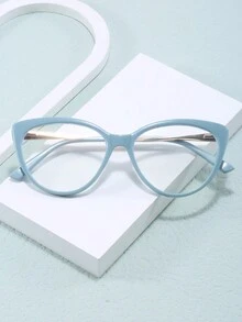 1 chiếc kính mát toàn khung Cat-Eye Tr & Half Metal kết hợp lò xo bản lề thủ công màu kẹo chống kính có khả năng theo toa, thời trang và đa năng dành cho phụ nữ - Trong sáng - Xem 2