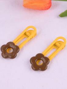 2 件裝兒童彩色卡通 3d 花髮夾短髮、流蘇、側夾、後腦勺髮飾 - 彩色 - 查看 2