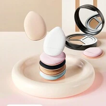 6 件裝手指粉撲氣墊迷你遮瑕膏,腳趾形狀尖端,拇指大小海綿,用於化妝 - 棕色 - 查看 6