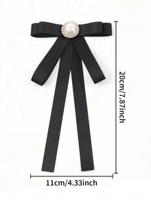 1 Miếng Của phụ nữ Thanh lịch Ngọc trai Giả & Pha lê Đồ trang trí Nhiều lớp Nơ ruy băng Buộc , Thích hợp Đối với Cuộc sống hàng ngày - màu đen - Xem 6