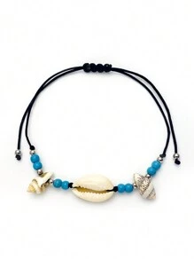 LORRILIA 12pcs Ocean Beach Style Shell Conch Turquoise Braided Bracelet Cute Good Luck Bracelet Gift For Girls Jewelry Wholesale - Multicolor - View 7