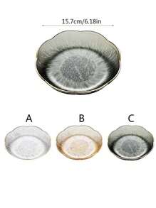1 件客廳半透明水果盤、咖啡桌、輕奢水晶透明糖果零食盤、聚對苯二甲酸乙二醇酯塑膠盤（帶金邊花朵形狀） - 彩色 - 查看 7