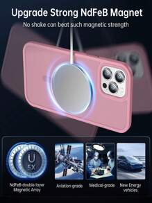 Funda magnética para teléfono en color rosa manzana [compatible con MagSafe y con protección de grado] ultradelgada y protectora, de terminado mate translúcido con protector de lente desmontable