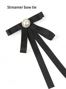 1 Miếng Của phụ nữ Thanh lịch Ngọc trai Giả & Pha lê Đồ trang trí Nhiều lớp Nơ ruy băng Buộc , Thích hợp Đối với Cuộc sống hàng ngày - màu đen - Xem 4