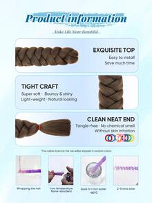 165G 1件合成纖維低溫彈性插片頭髮，可經熱水定型，低溫阻燃，黃褐色、玫瑰粉色、暗綠色、紅色等多種彩色女性插片頭髮，適用於日常、節日和角色扮演，也是新年禮物，長40寸 - 摩卡棕 - 查看 4