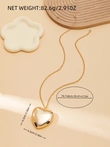1入款極簡長直心形垂墜項鍊,誇張毛衣鍊,海灘假期風格 - 金黃色 - 查看 2