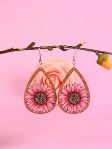 1 給女士情人節首飾粉紅心形、向日葵、、棒球、木耳環作為朋友、女朋友、最好的朋友禮物 - 粉紅色雛菊 - 查看 1