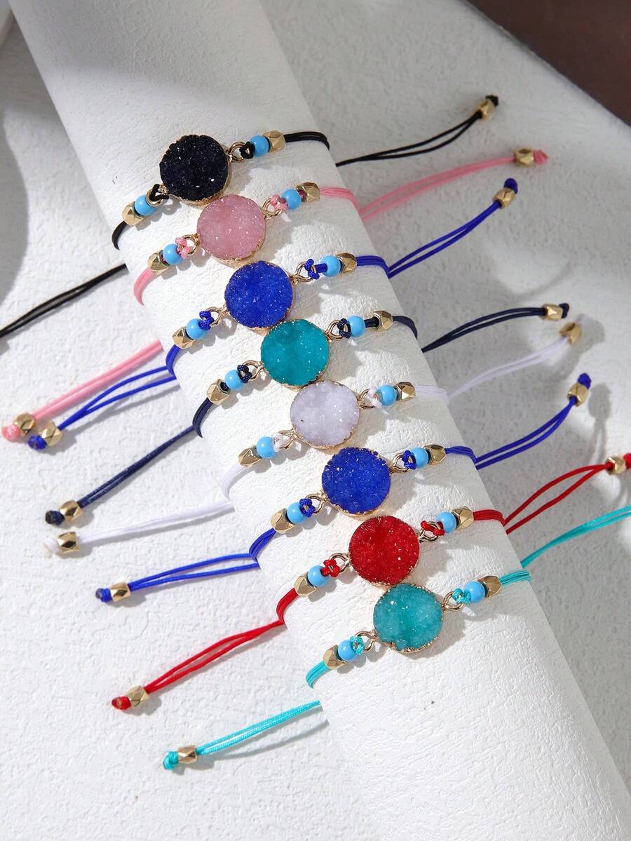 1入組女用可伸縮樹脂& Ccb珠子手鍊,時尚且適合日常穿著 - 彩色 - 查看 1