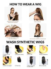 合成耐热假发片 夹式接发 2 夹式顶饰 天然卷发 合成发 带刘海 假发片