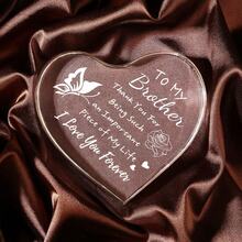 1入組透明質感心型裝飾物,採用亞克力材質,附上個性化圖片和文本的精美禮物,適用於重要人物、家居裝飾、節日禮物、生日禮物 - 無色 - 查看 1