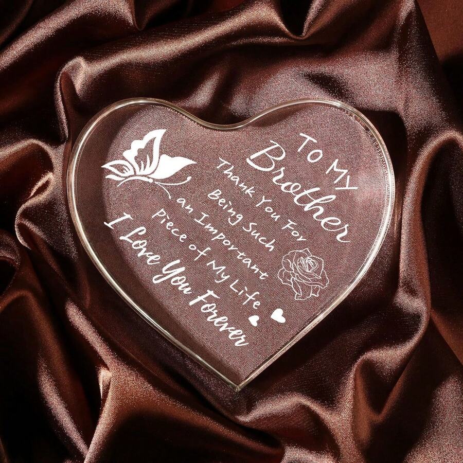 1入組透明質感心型裝飾物,採用亞克力材質,附上個性化圖片和文本的精美禮物,適用於重要人物、家居裝飾、節日禮物、生日禮物 - 無色 - 查看 1