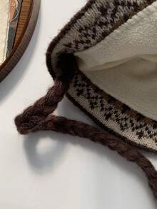 1pc Vintage Knit Bucket Hat With Braided Tassels And Headband Decoration, All Seasons - Brown - View 8