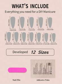 Bộ móng giả mạ crom hình hạnh nhân cỡ trung bình - Móng giả bằng kim loại màu trắng thủ công, đầu nhọn, móng giả hình oval bóng loáng, bộ dụng cụ làm móng acrylic tái sử dụng, 24 món dành cho nữ. - Nhiều màu - Xem 4