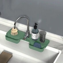 1 件水槽矽膠防濺板、防水防黴墊、海綿收納板、廚房和浴室排水和分類板、水槽收納架、廚房配件、水龍頭防濺墊、廚房檯面等。 - 綠色 - 查看 1