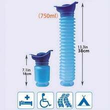 750毫升便攜式緊急小便壺：適用於兒童、成人和旅行者 - 迷你戶外可收縮小便瓶和汽車露營小便漏斗,男女皆宜 - 藍色 - 查看 8