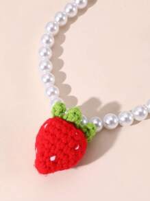 1pc Cute Cartoon Strawberry Pendant Pet Necklace Accessory For Small-Medium Pets - Multicolor - View 6