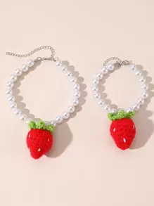 1pc Cute Cartoon Strawberry Pendant Pet Necklace Accessory For Small-Medium Pets - Multicolor - View 7